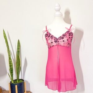 Sheer Slip Dress Pink Bows